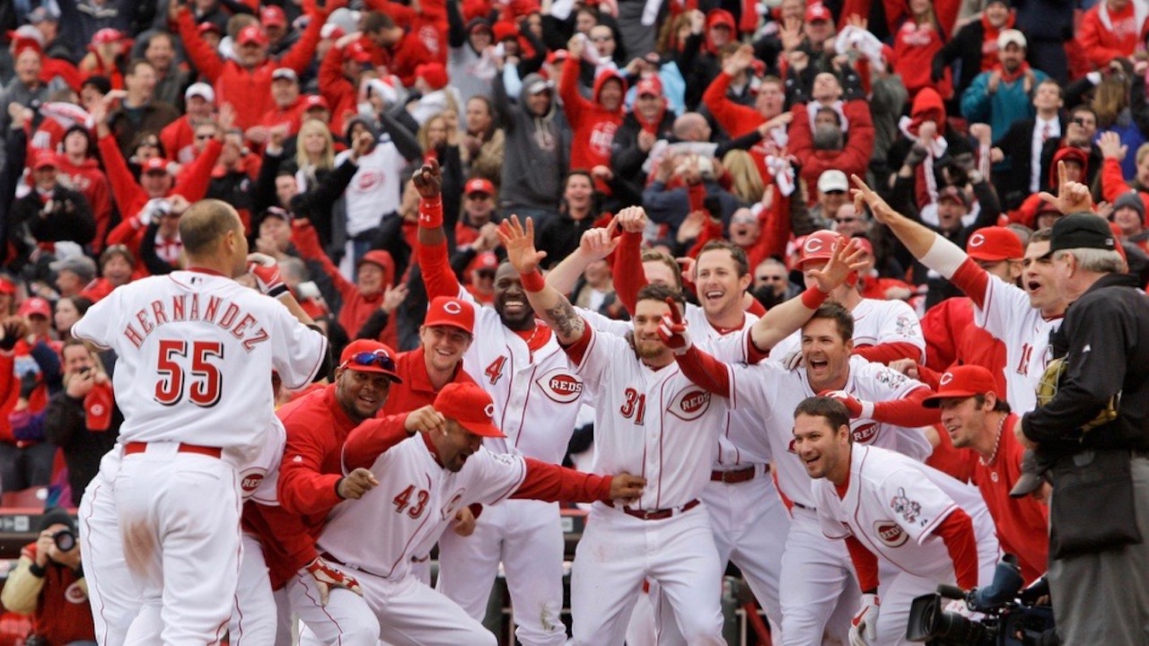 Ken Griffey Jr. of the Cincinnati Reds bats during 7-6 victory